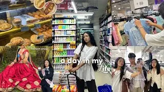 Thumbnail: a day in my LIFE in India , spending time with my brother,🛍️shopping,trying Radha Rani’s look