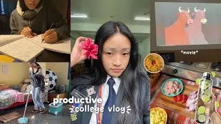 Thumbnail: Productive COLLEGE vlog🍜 living alone in india, joining computer class, food recipes, cleaning room