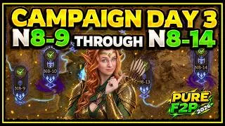 Thumbnail: Campaign N8-9 to N8-14 💚 All Stages Shown (w/Chapters) 💛 Pure F2P Day 3 & 4 ✤ Watcher of Realms