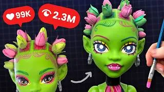 Thumbnail: remaking my *VIRAL* 'tulip bantu knots' monster high doll