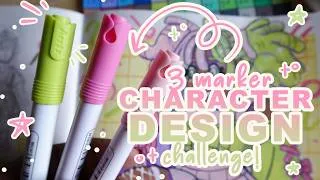 Thumbnail: 🌸3 Marker Art Challenge: Creating a Kawaii Cutie with Just 3 Colors! 🌸