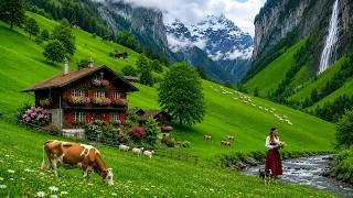 Thumbnail: Paradise in Switzerland on a Rainy Day - Relaxing Walk in Most Beautiful Swiss Countryside
