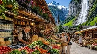 Thumbnail: SWISS FARMERS MARKET PARADISE | RELAXING WALKING TOUR IN LAUTERBRUNNEN | SWITZERLAND 4K 🇨🇭