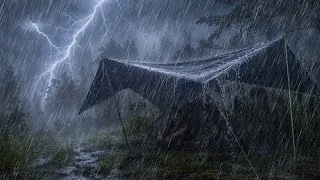 Thumbnail: 🏕️CAMPING IN SUPER THE RAIN ⛈️ ENJOYING BAD WEATHER IN VERY HEAVY RAIN & THUNDERSTROM sound of rain🎧