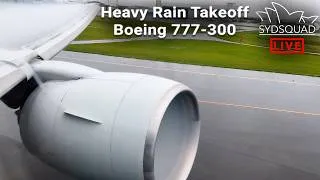 Thumbnail: 🔵HEAVY RAIN + EPIC SOUND Boeing 777-300 PW4000 Takeoff @ Naha Okinawa Airport!