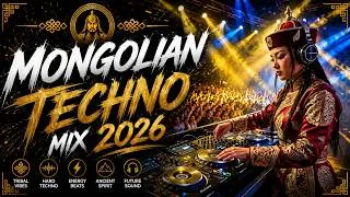 Thumbnail: Mongolian Techno Mix 2026 – Tribal Percussion & Throat Singing for Focus and Workout