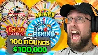 Thumbnail: I PLAYED 100 ROUNDS OF AUTOPLAY ON 4 DIFFERENT GAMESHOWS! ($100,000 BALANCE)