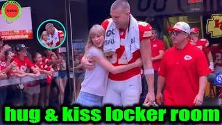 Thumbnail: Taylor Swift hugged & kissed husband Travis Kelce in the locker room after Chiefs' loss to the Rams