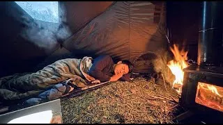 Thumbnail: SOLO HOT TENT CAMPING | LIGHT RAIN & FIRE ASMR
