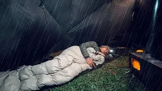 Thumbnail: HOT TENT RAIN CAMPING IN RELAXING RAIN ! CAUGHT ALONE IN THE RAIN