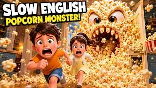 Thumbnail: The Popcorn Monster Took Over Tom’s House! | Slow English Story A2