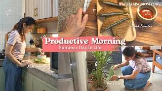 Thumbnail: PRODUCTIVE MORNING ROUTINE |  SUMMER DAY IN LIFE VLOG☀️| High Protein Breakfast & Homemaking