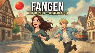 Thumbnail: How to Use "Fangen" in German — Full Conversation Practice for Beginners (A1–B1)