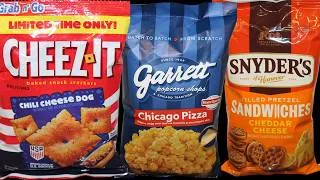 Thumbnail: Cheez-It Chili Cheese Dog, Garrett Home Run Inn Pizza, Snyder’s of Hanover Cheddar Filled Pretzels