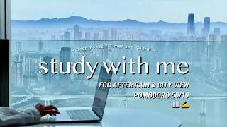 Thumbnail: 3-HR STUDY WITH ME | Pomodoro 50/10 | 🌁 Fog After Rain ☔️ countdown+alarm