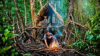 Thumbnail: SURVIVAL CAMPING IN WILD | DIY BUILD A SHELTER CATCH & COOK WITH MY LOYAL DOG!
