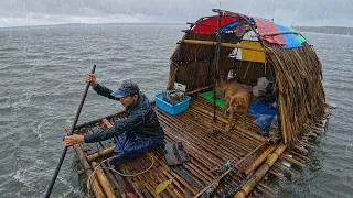 Thumbnail: CRAZY HEAVY RAIN & WAVES HIT MY BAMBOO RAFT | SOLO SURVIVAL CHALLENGE WITH MY LOYAL DOG EP2!