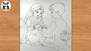 Thumbnail: Beautiful brother and sister raksha bandhan drawing | Indian festival art