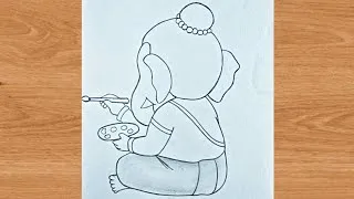 Thumbnail: Ganpati bappa coming outlines pencil drawing | ganpati chaturthi art