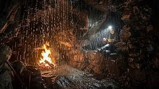 Thumbnail: Trapped in Heavy Rain & Dense Fog | Surviving the Night in a Rock Shelter