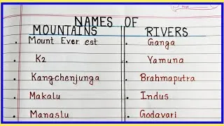 Thumbnail: Mountains And Rivers Name In English | Mountains Name | Rivers Name | Handwriting ✍️