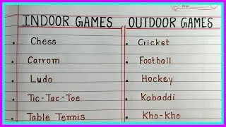 Thumbnail: Indoor Games And Outdoor Games Name In English | Indoor Games Name | Outdoor Games Name 