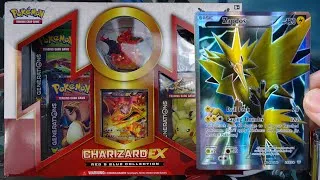 Thumbnail: Pokemon Cards - BEST EARLY Charizard EX Red and Blue Collection Box! AMAZING PULLS!