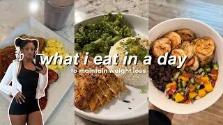 Thumbnail: what I eat in a day to maintain weight loss + build muscle | easy, high protein meals