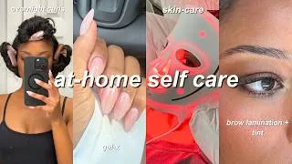 Thumbnail: AT HOME SELF MAINTENANCE ROUTINE | brow tint, overnight curls, lashes, lymphatic drainage + more