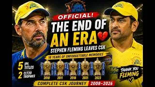 Thumbnail: 💛 The End of an Era! Stephen Fleming Leaves CSK After 18 Years 😭💛 | Complete CSK Journey (2008–2026)