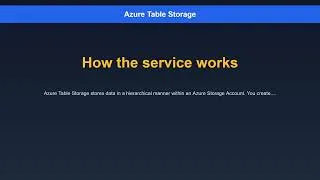 Thumbnail: Azure Table Storage Explained