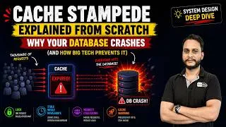 Thumbnail: Cache Stampede Explained from Scratch | Why Your Database Crashes (And How Big Tech Prevents It)