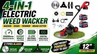 Thumbnail: 4-in-1 Cordless Electric Weed Wacker Review | 20,000RPM Brushless Lawn Edger with 2 Batteries