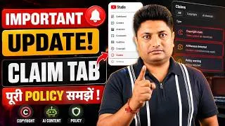Thumbnail: YouTube New Claim Tab Update 2026 😱 सावधान! YouTube के नए Claim Tab को समझें