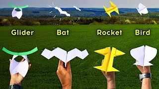 Thumbnail: 4 Easy Paper Bird Plane That Actually Fly! | Glider, Bat, Rocket & Bird Origami