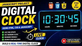 Thumbnail: Build a Digital Clock with HTML, CSS & JavaScript | Real-Time Clock Project in JavaScript.