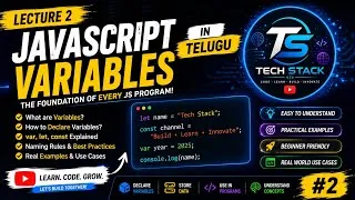 Thumbnail: JavaScript Variables in Telugu | var vs let vs const | JS Course Lecture 2