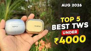 Thumbnail: Top 5 BEST TWS Earbuds Under ₹4000 in 2026 (Insane Bass & Flagship ANC!) 🤯🔥TWS Under 4k