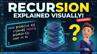 Thumbnail: Recursion Finally Makes Sense (in 10 Minutes) | DSA for Beginners