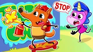Thumbnail: Graffiti Trouble! | No Graffiti Pranks & More Safety Rules | Educational Kids Cartoon | Teeny Mimi 🦄