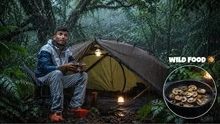 Thumbnail: Rainy Day Solo Camping in Jungle: Relaxing Rain Sounds & Wild Food Cooking