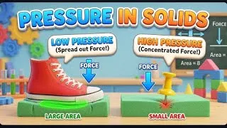 Thumbnail: How Pressure Works in Solids 🧱 Force & Surface Area Explained!