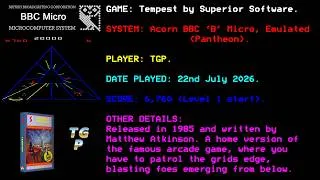 Thumbnail: Tempest - Superior Software - BBC Micro - Emulated (Pantheon) - Start Level 1 - 6,760 points.