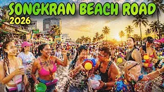 Thumbnail: 👉 I Walked Through the WILDEST Songkran in Pattaya! 💦 Beach Road Chaos