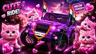 Thumbnail: 💜 World's Cutest Purple Thar! 🐱 Indian Cars Simulator Gameplay