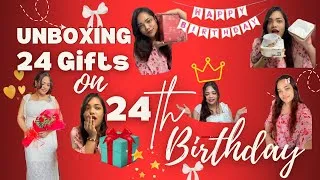 Thumbnail: Unboxing 24+ Birthday Gifts 💝 | Full Gift Haul from Friends & Family 2025 🎉 | Turning 24 Vlog