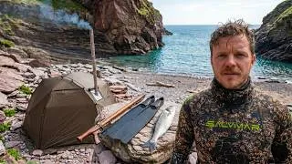Thumbnail: Solo Hot Tent Camping | Spearfishing Catch and Cook