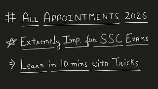 Thumbnail: Learn Appointments 2026 Current Affairs With Tricks | Extremely Important for SSC Exams 2026