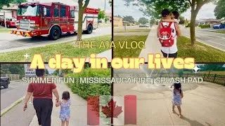 Thumbnail: A day in our lives 🇨🇦 Summer fun. Mississauga Fire. Splash pad.