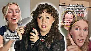 Thumbnail: christian and atheist tiktok are at war over "hairspray girl"